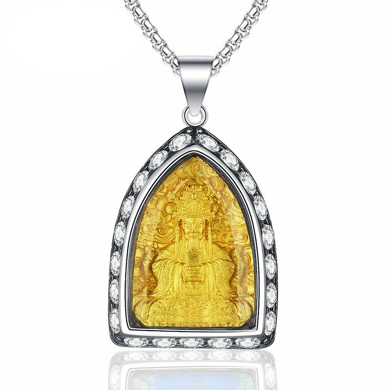 Zircon Necklace – Elegant Chinese Ethnic Buddha Zodiac Pendant For Women Everyday Genie Collection