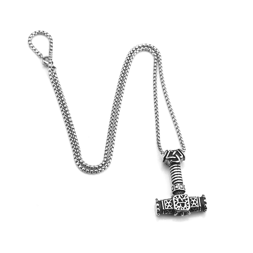 European And American Retro Stainless Steel Men's Pendant Thor's Hammer Triangle Symbol