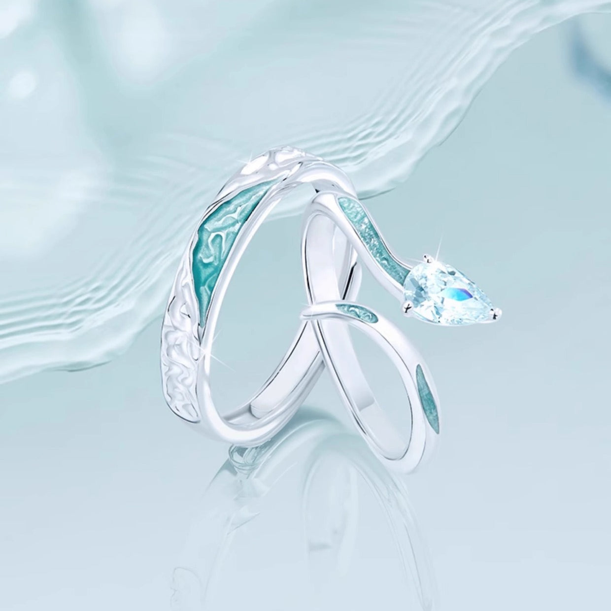 925 Sterling Silver Spirit Snake Couple Open Ring Gift