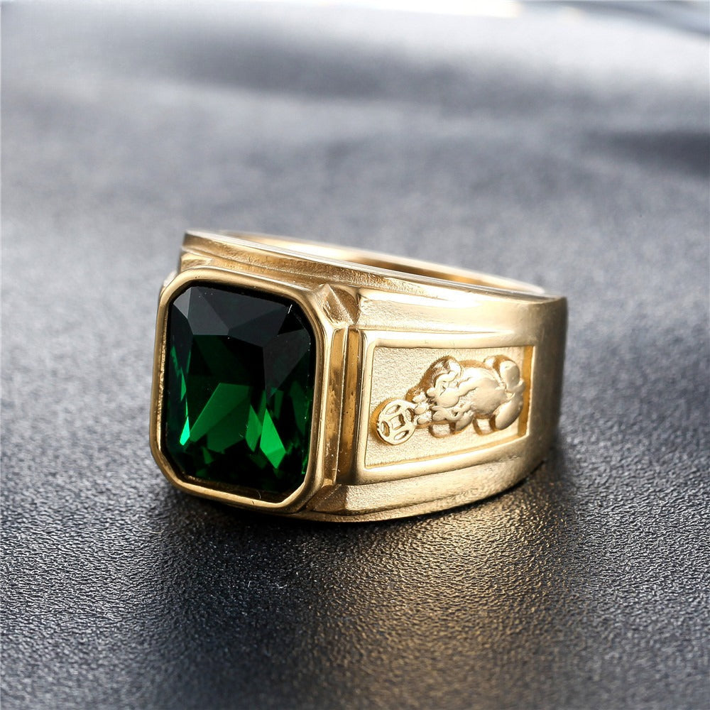 Personalized Gold Plated Titanium Steel Ring For Men Unisex Protection Statement Planderful Jewelry