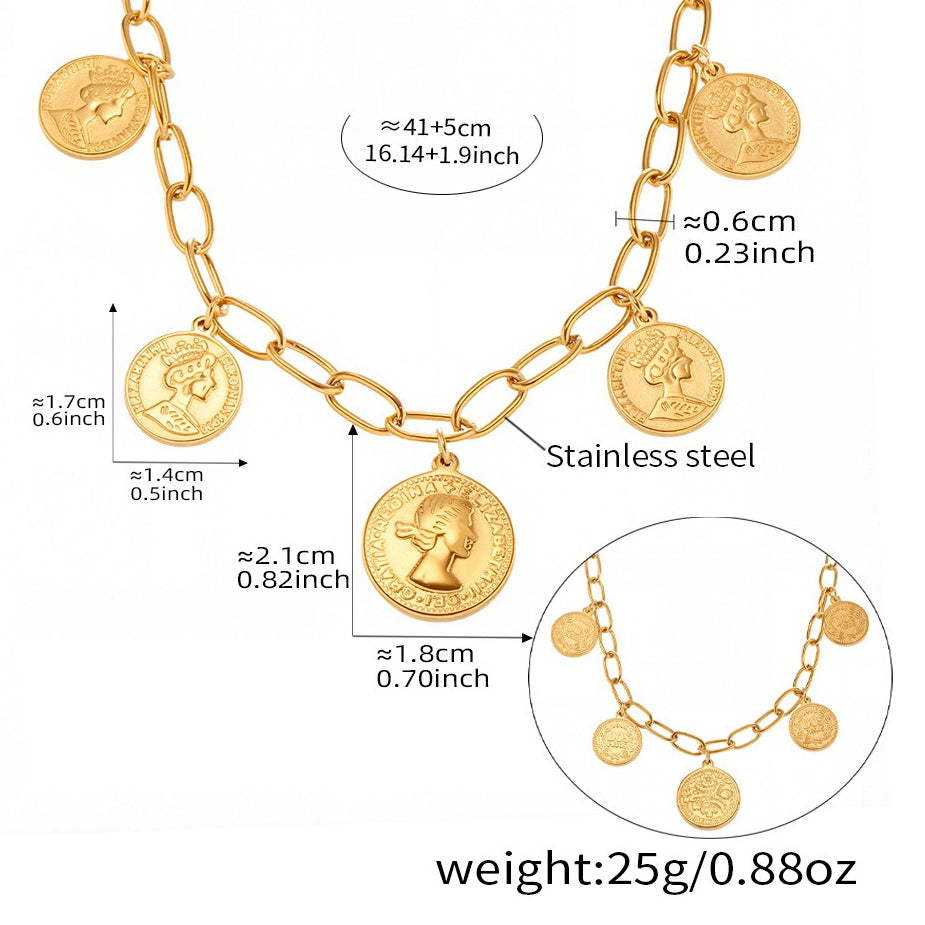 Planderful Queen Portrait Necklace For Women Double Sided