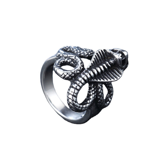 Retro Cobra Titanium Steel Ring for Men