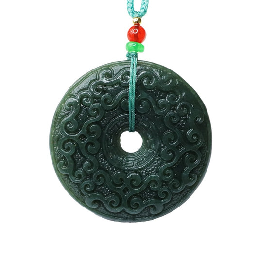 Taqing Hetian Jade Cloud Peace Buckle Pendant