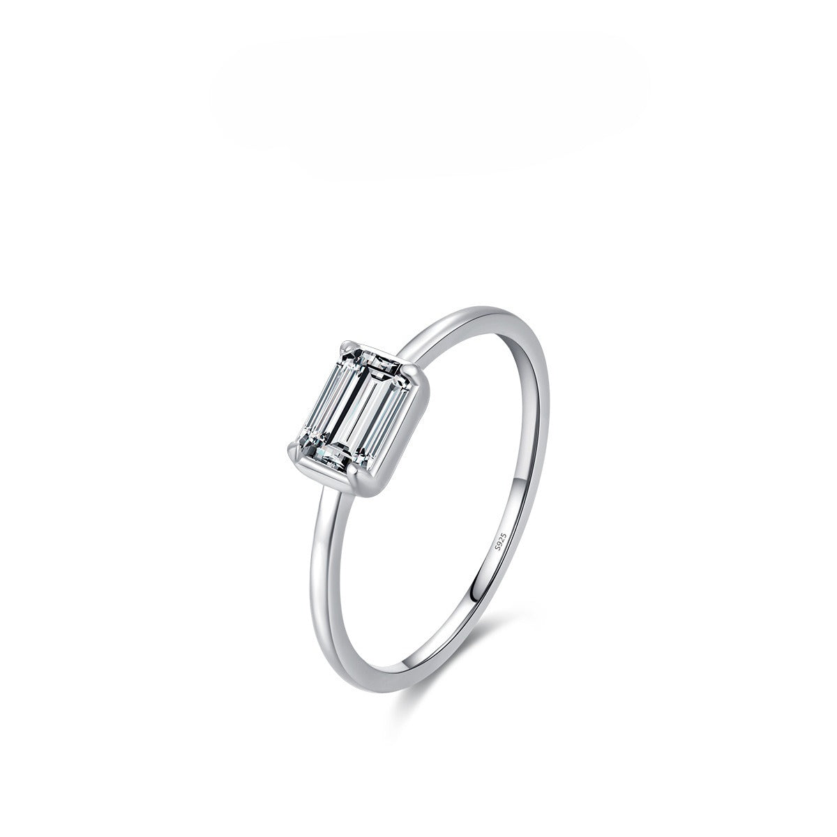 925 Sterling Silver Heart Square Zircon Ring