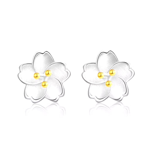 Planderful 925 Sterling Silver Cherry Blossom Stud Earrings For Teens And Women Delicate Floral Jewelry