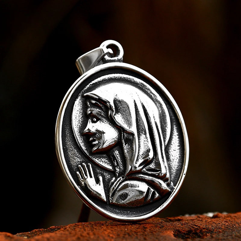 Retro Stainless Steel Virgin Mary Pendant for Men - Cross-Border Wholesale Jewelry