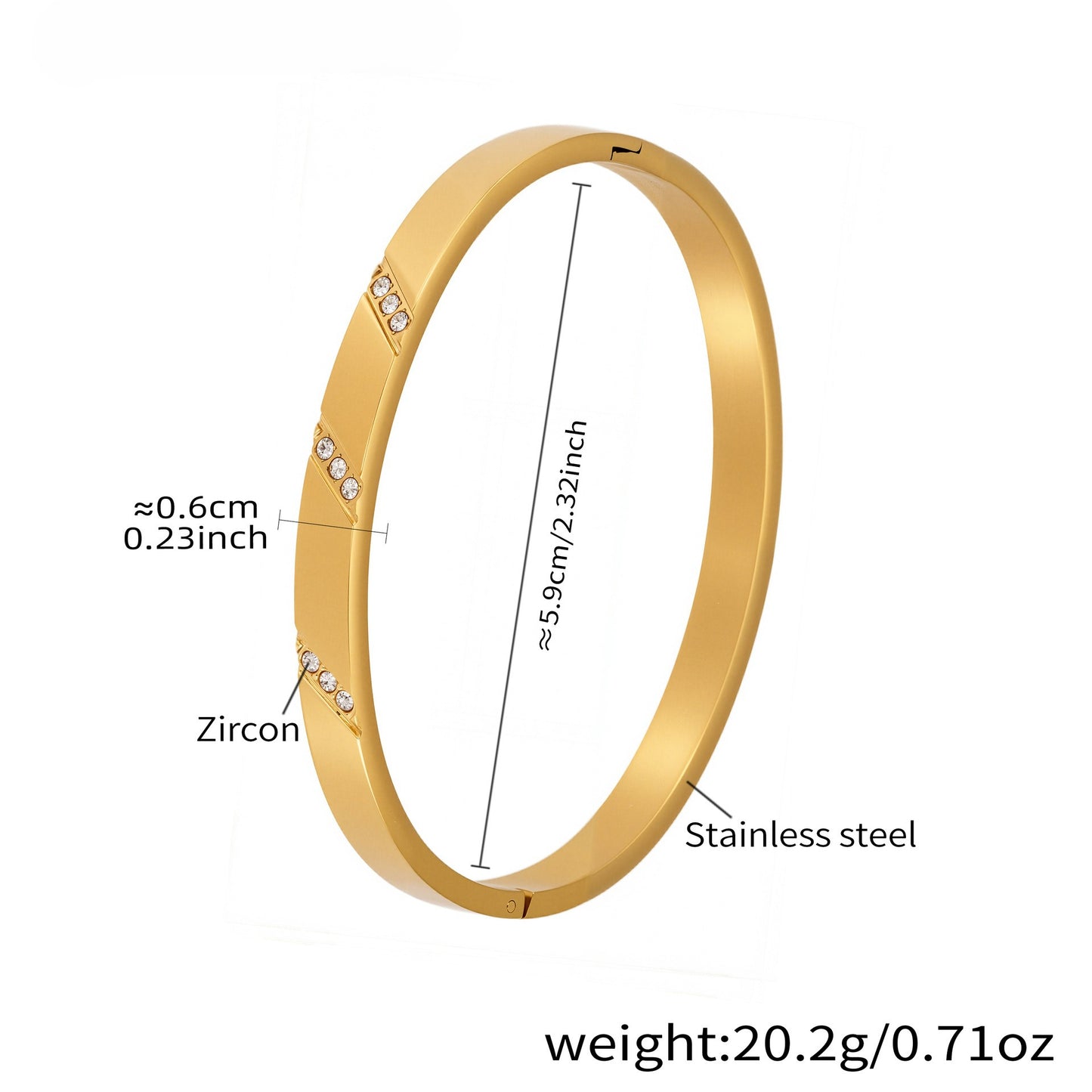 Planderful Women Stainless Steel Geometric Zircon Bracelet