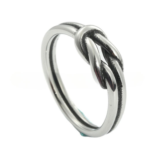 Retro Titanium Steel Hollow Rope Knot Ring for Men and Women - Trendy Stainless Steel Accessory 24079