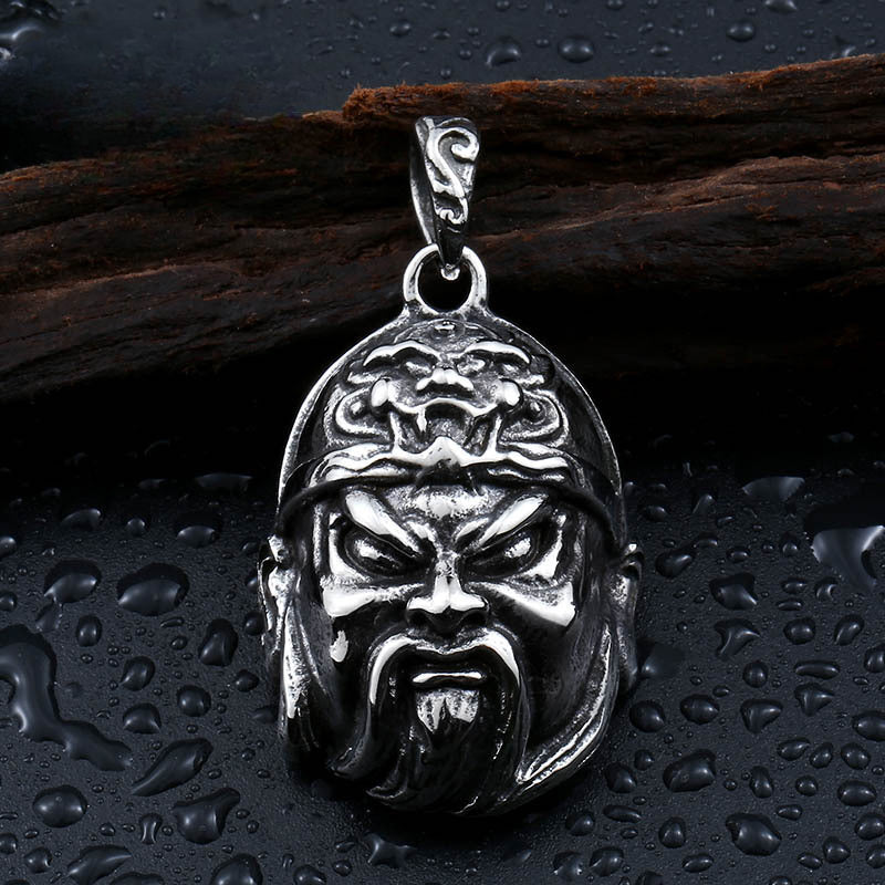 Titanium Steel Guan Gong Pendant - Retro Ethnic Style Jewelry for Men
