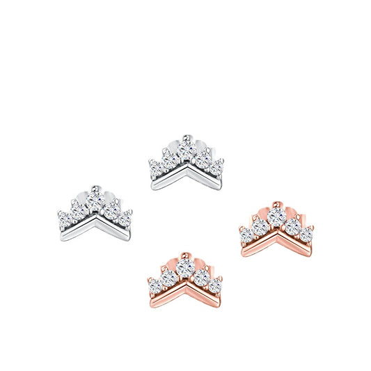 Sterling Silver Crown Earrings with Zircon for Women