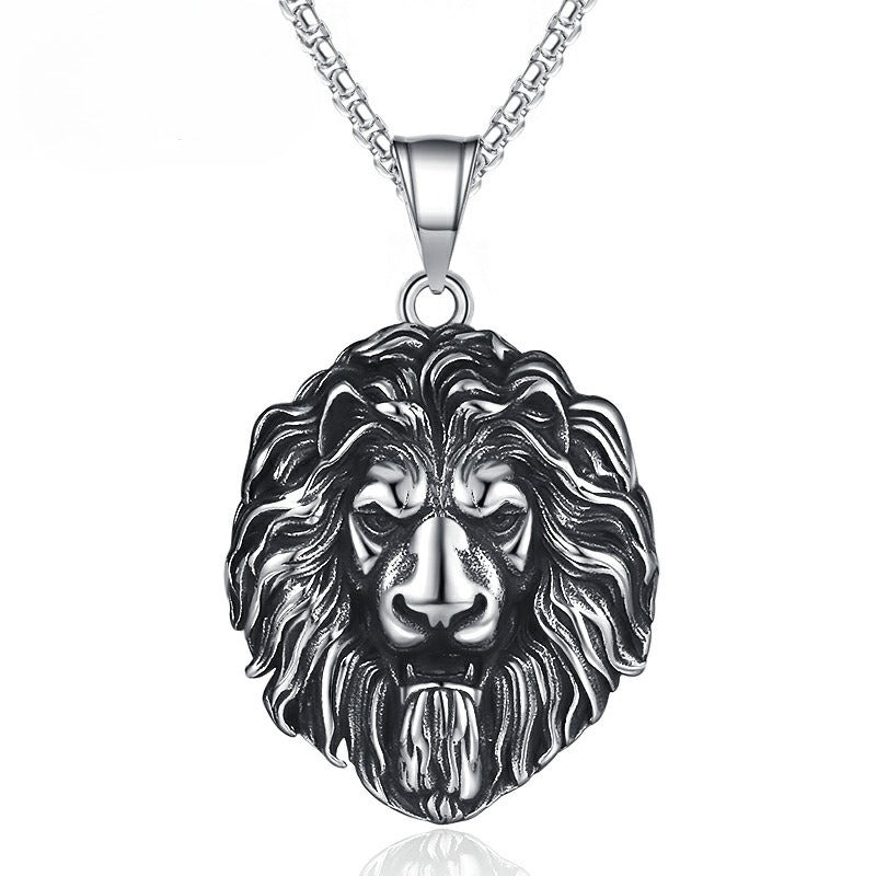 Titanium Steel Necklace – Statement Hip Hop Lion Head Pendant For Men Who Love Bold Accessories