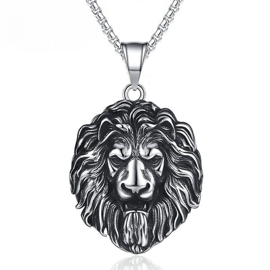 Titanium Steel Necklace – Statement Hip Hop Lion Head Pendant For Men Who Love Bold Accessories