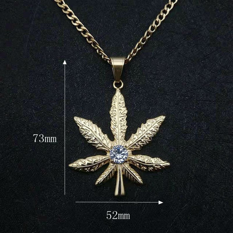 Zircon Necklace – Elegant Maple Leaf Pendant