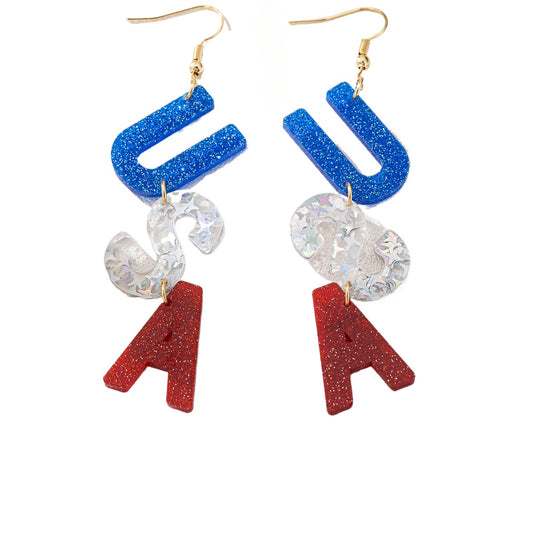 Planderful Vienna Verve Earrings – Colorful Acrylic Design for American Independence Day