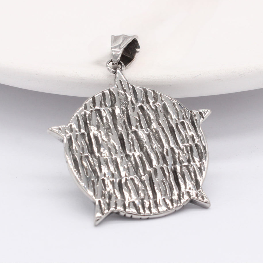 Halloween Bucktooth Skull Round Titanium Steel Pendant for Men