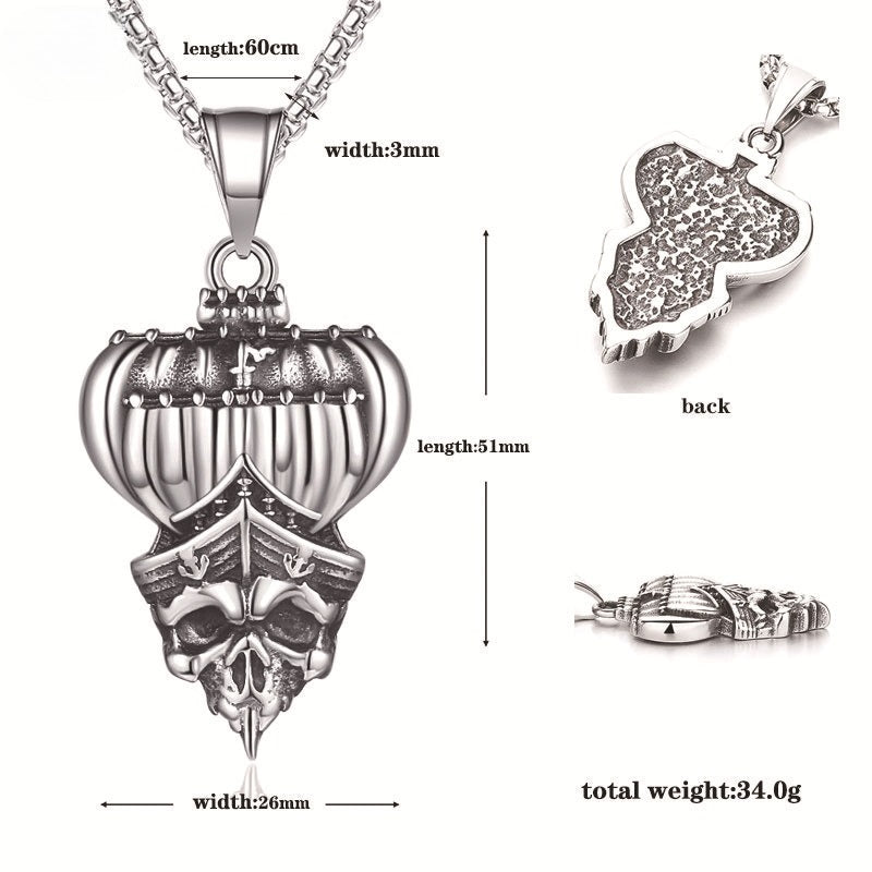 Steel Necklace - Statement Skull Pendant