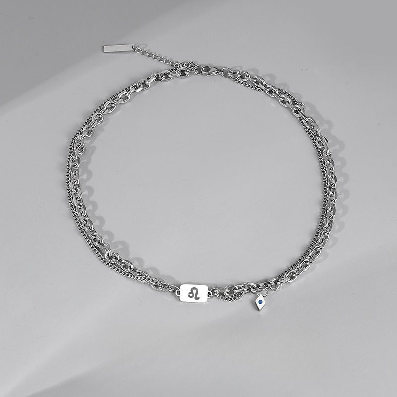 Planderful Jewelry Twelve Constellations Necklace For Men Stainless Steel Chain Luxury Design