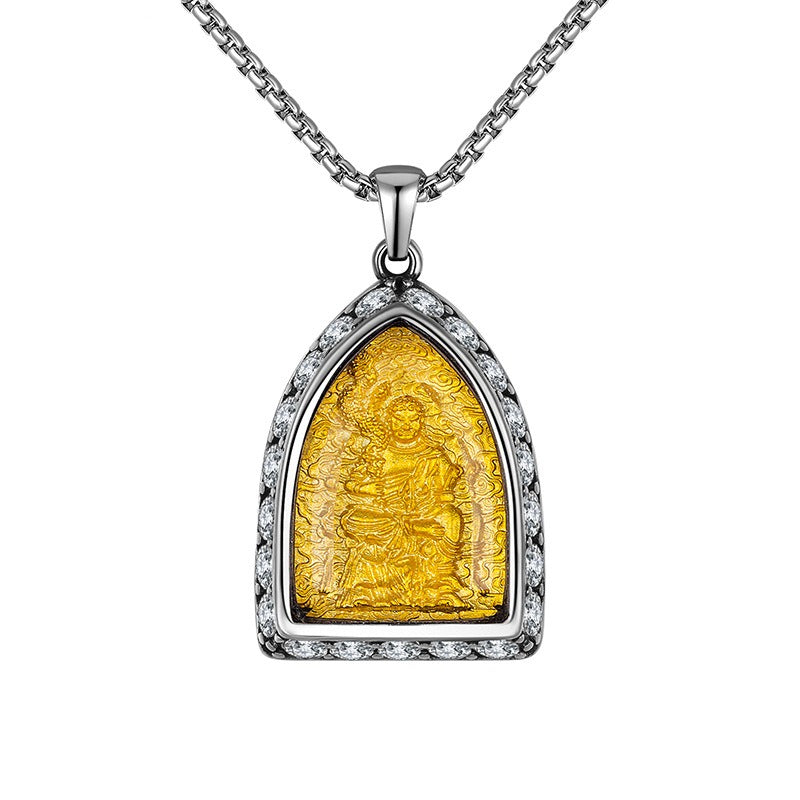 Zircon Necklace – Elegant Chinese Ethnic Buddha Zodiac Pendant For Women Everyday Genie Collection