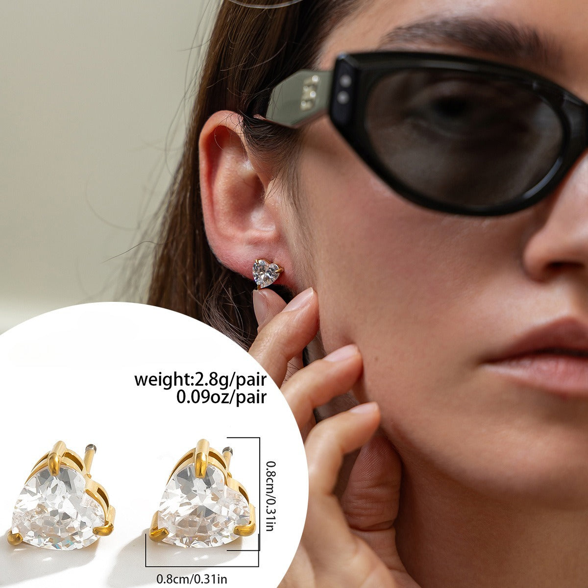Planderful Vienna Verve Love Shaped Zircon Stainless Steel Stud Earrings For Daily Wear Fashion Lovers