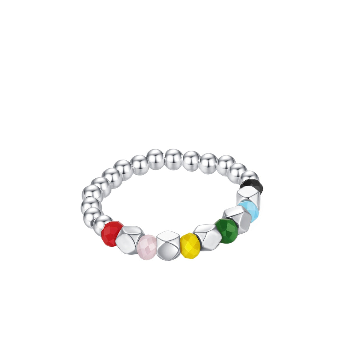 925 Sterling Silver Color-Beaded Ring