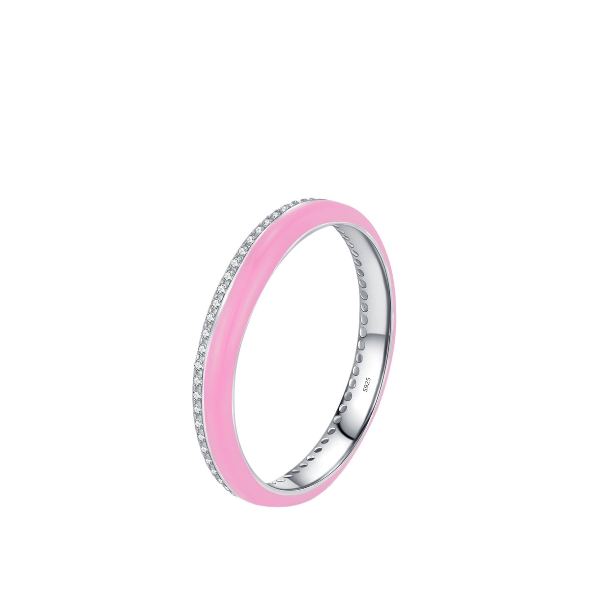 925 Sterling Silver Enamel Pavé Zircon Ring