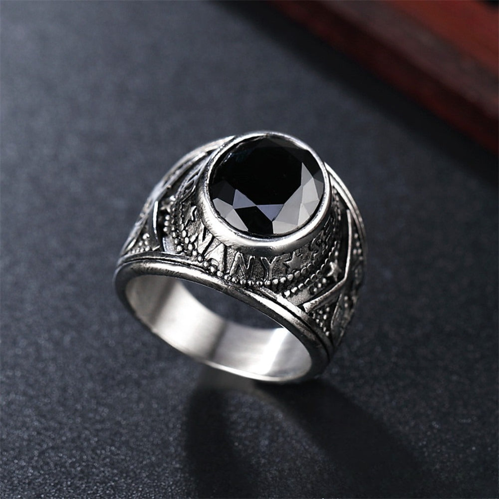 Planderful Titanium Steel Ring For Men Unisex Punk Zircon Durable Military Navy Design Protection
