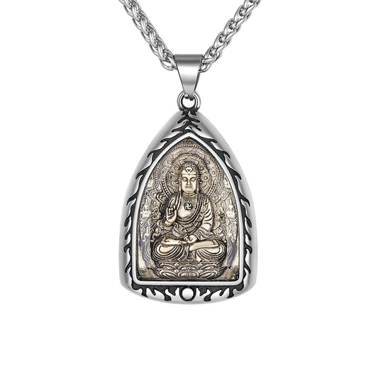 Titanium Steel Necklace – Elegant Buddha Zodiac Pendant For Men With Spiritual Charm