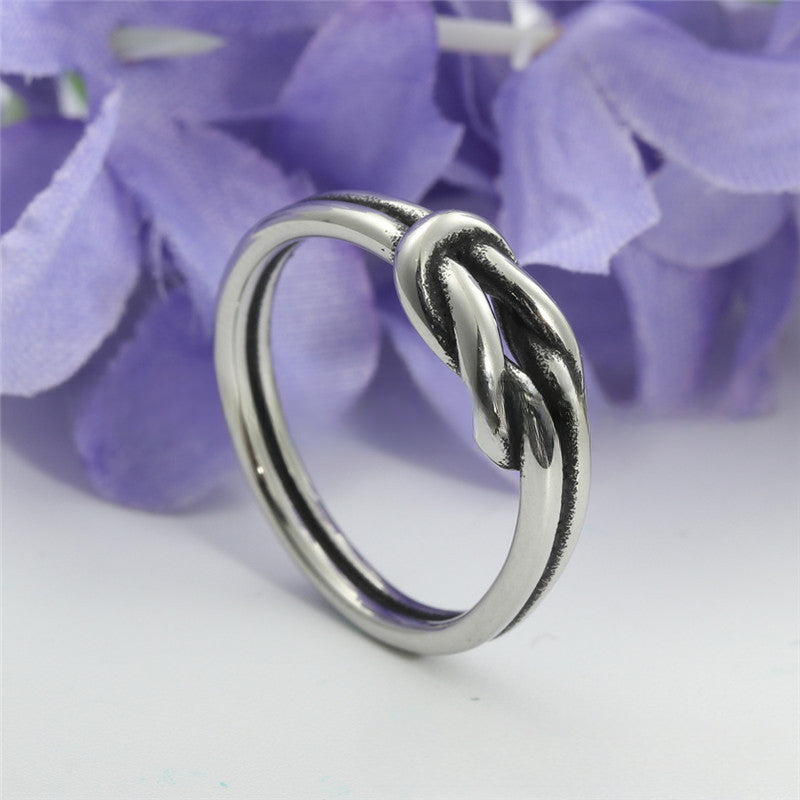 Retro Titanium Steel Hollow Rope Knot Ring for Men and Women - Trendy Stainless Steel Accessory 24079