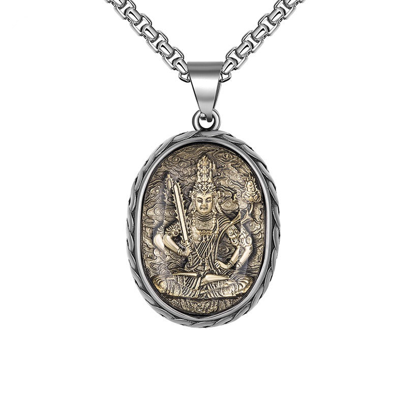Steel Necklace – Vintage Zodiac Saint Amulet For Men