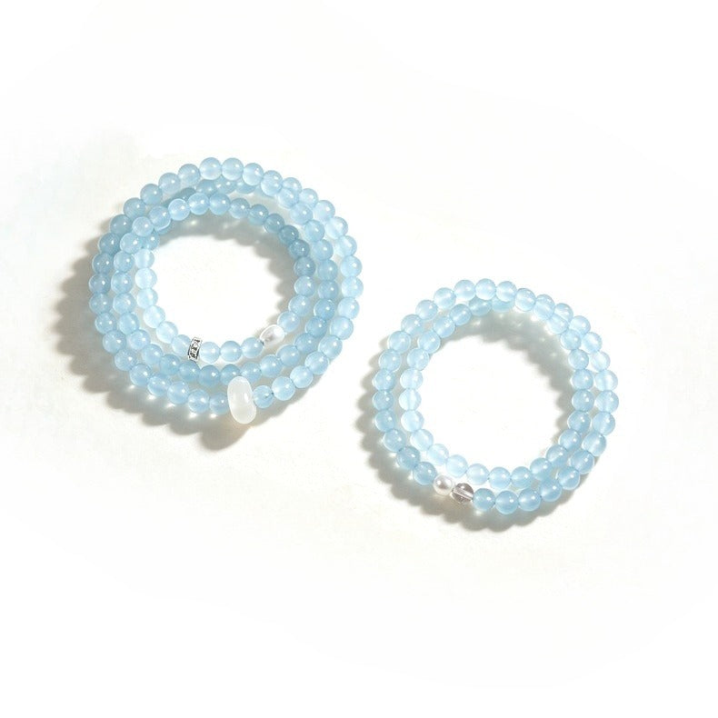 Blue Chalcedony & White Agate Bracelet