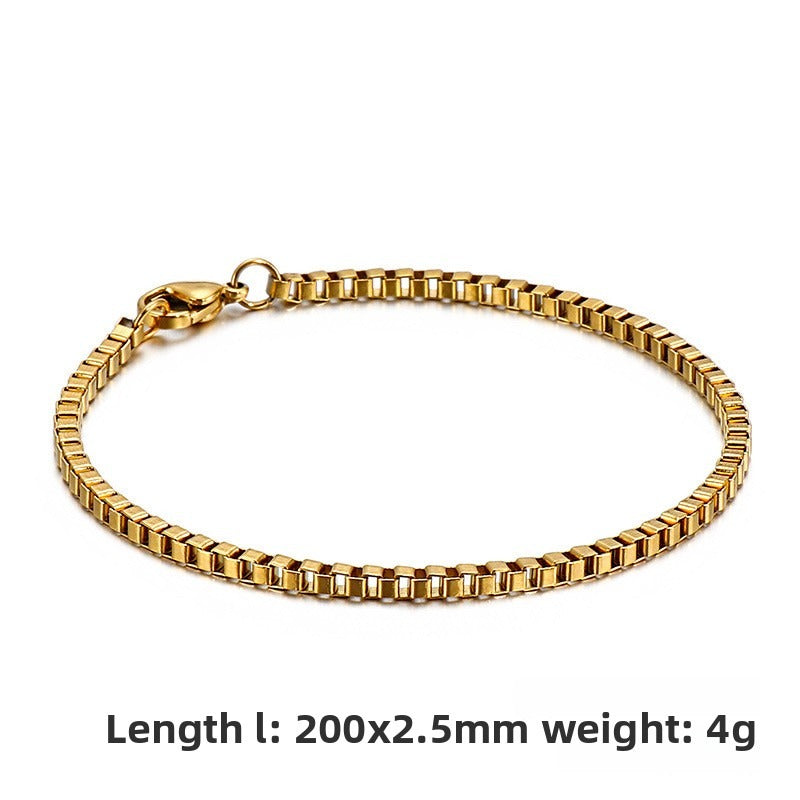 Titanium Steel Bracelet – Stainless Steel Box Chain Unisex
