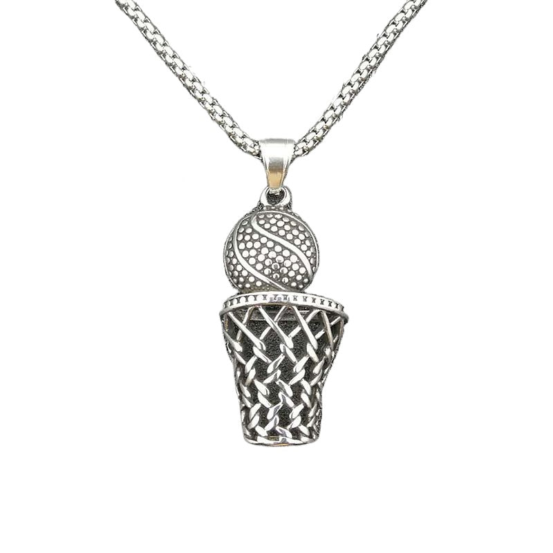 Steel Necklace - Vintage Punk Basketball Net Pendant