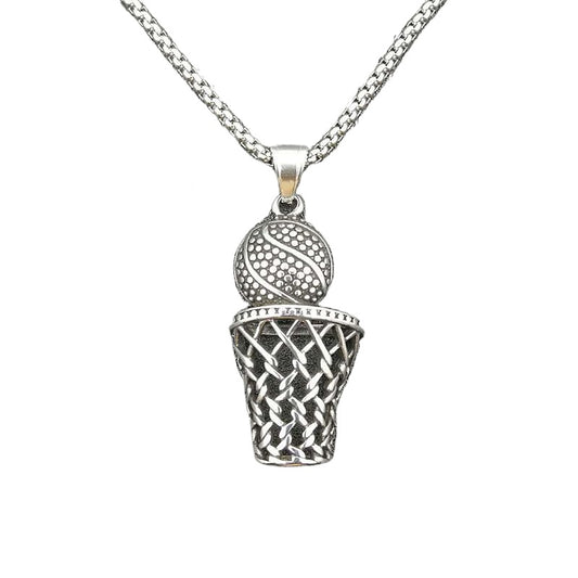 Steel Necklace - Vintage Punk Basketball Net Pendant