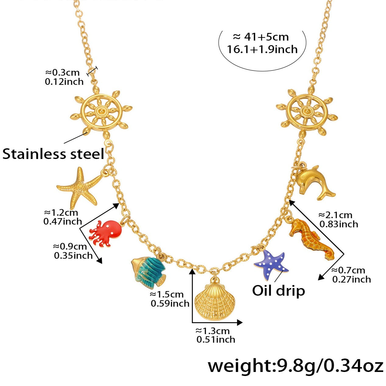 Planderful Ocean Charm Necklace For Women Titanium Steel