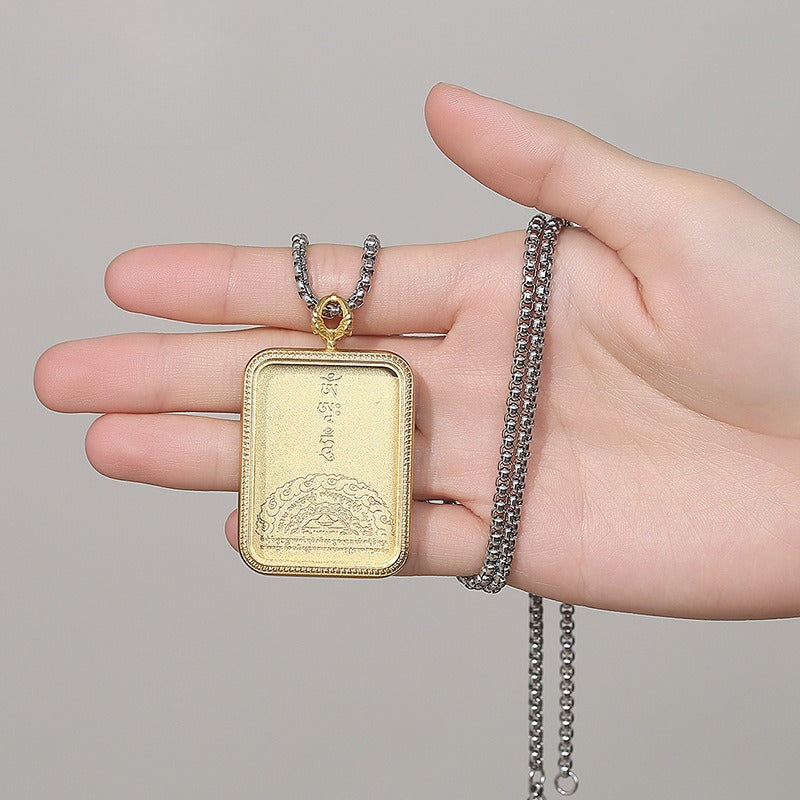 Steel Necklace – Elegant Tibetan Box Pendant With Chain For Everyday Spiritual Style Gift