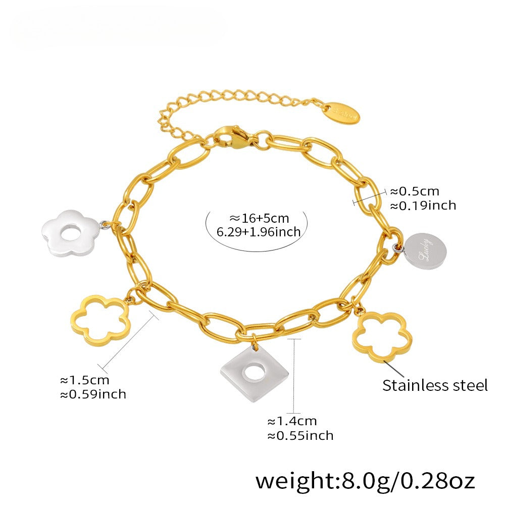 Planderful Lucky Flower Mirror Unisex O Shaped Bracelet