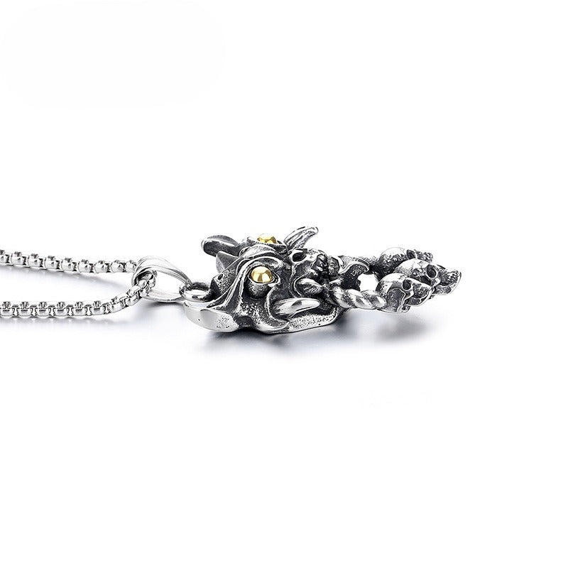 Stainless Steel Necklace – Elegant Ghost Head Sacrifice Inspired Men's Pendant For Everyday Wear Planderful