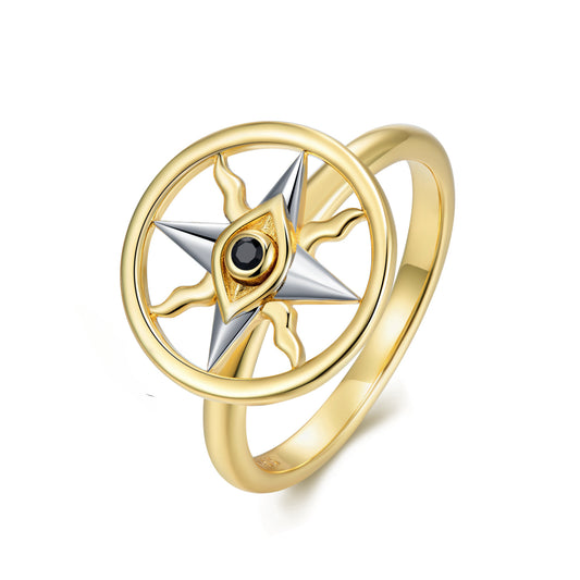 Circular Devil's Eye Rotatable Silver Ring