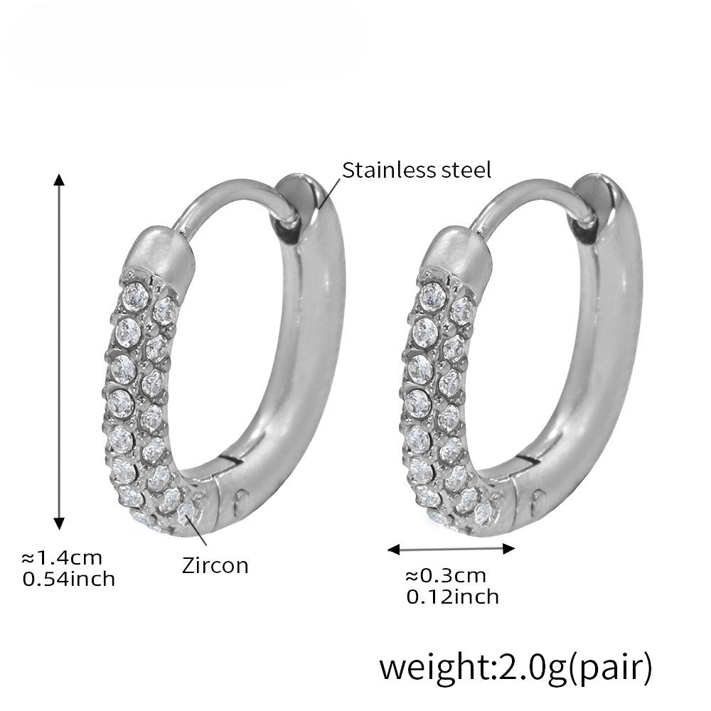 Planderful Stainless Steel Zircon Earrings 14mm For Women