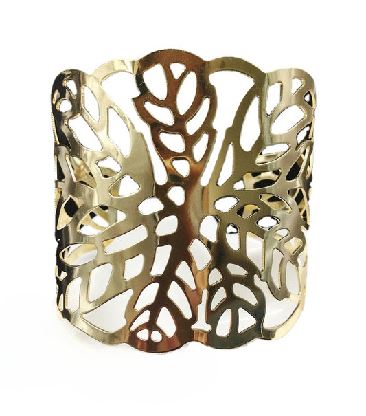 Golden Leaf Pattern Bracelet Set - Vienna Verve Collection