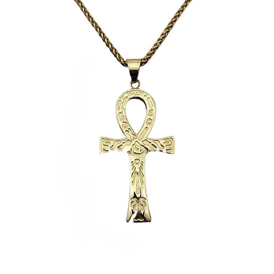 Egyptian Ankh Key Pendant Stainless Steel Necklace Unisex Hip Hop Bold Style Planderful Everyday Genie