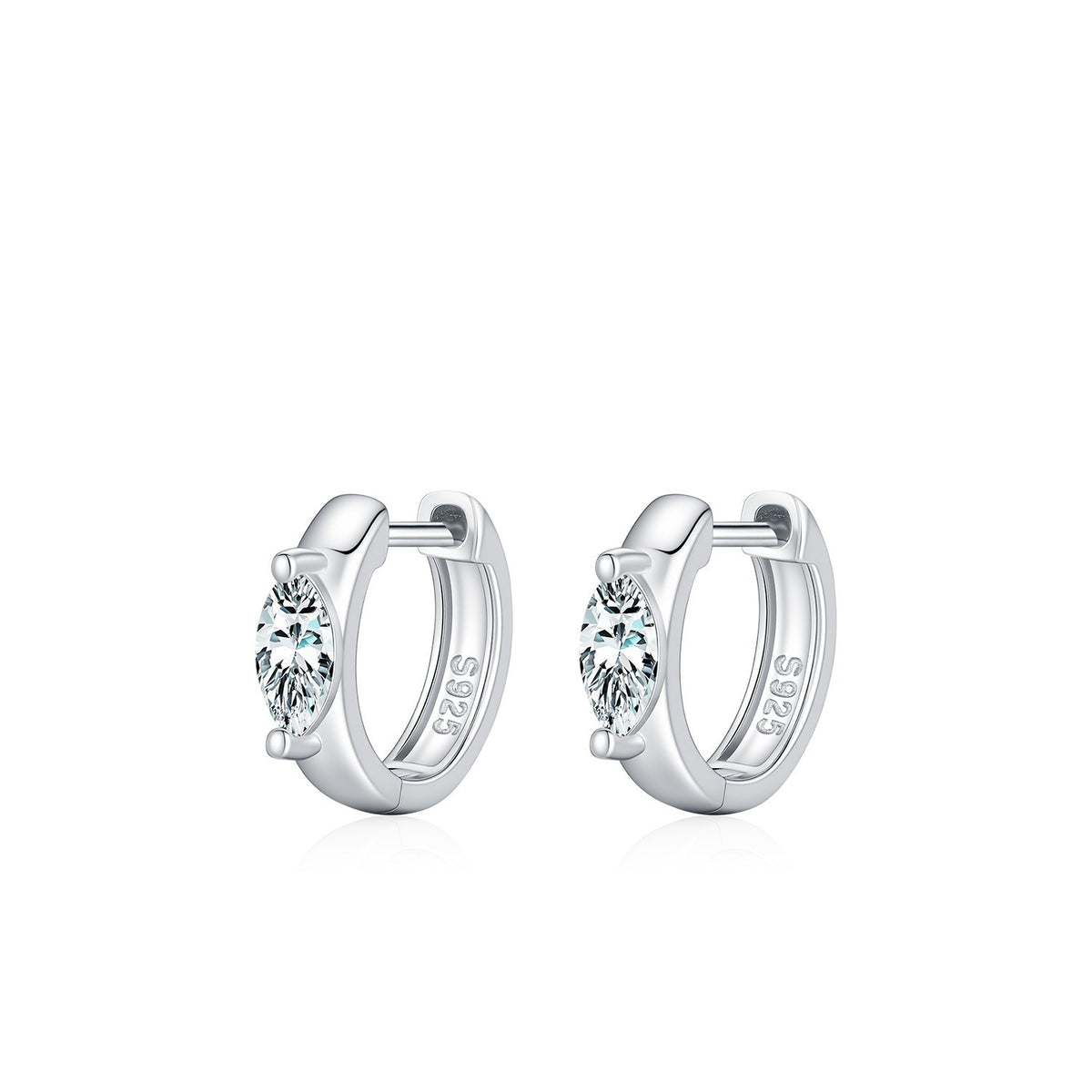 925 Sterling Silver Geometric Moissanite Hoop Earrings