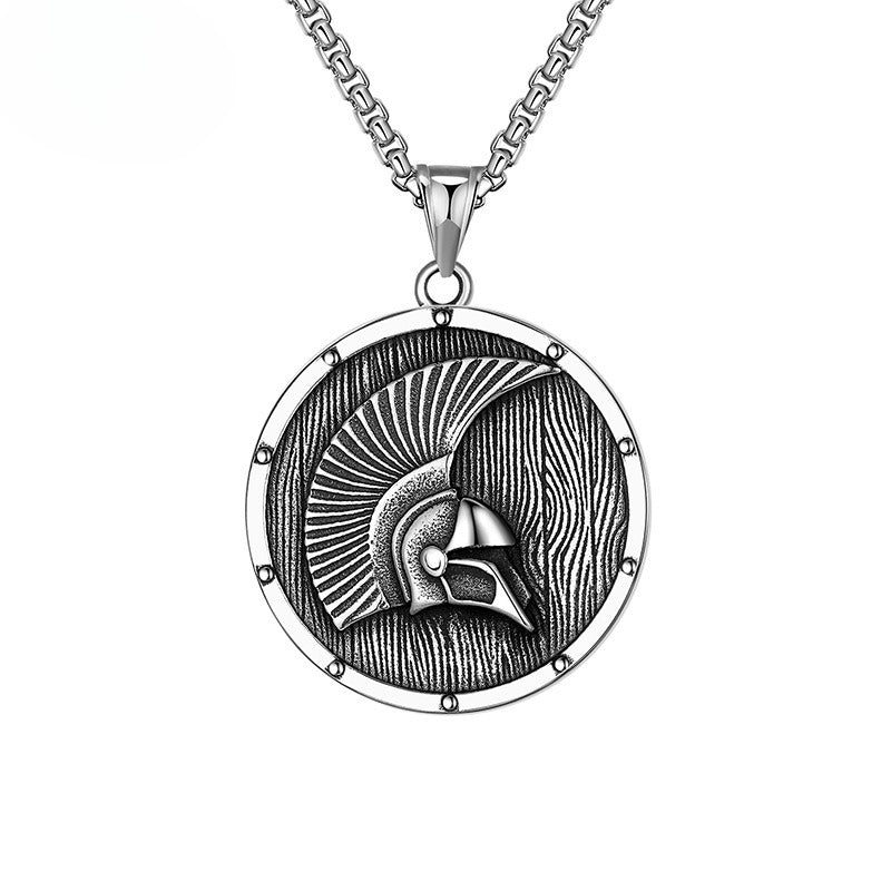Steel Necklace - Statement Hip Hop Spartan Warrior Helmet Pendant Necklace For Men By Planderful Jewelry