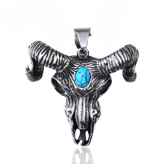 Titanium Steel Skull Croissant Pendant - Retro Punk Style Jewelry for Men