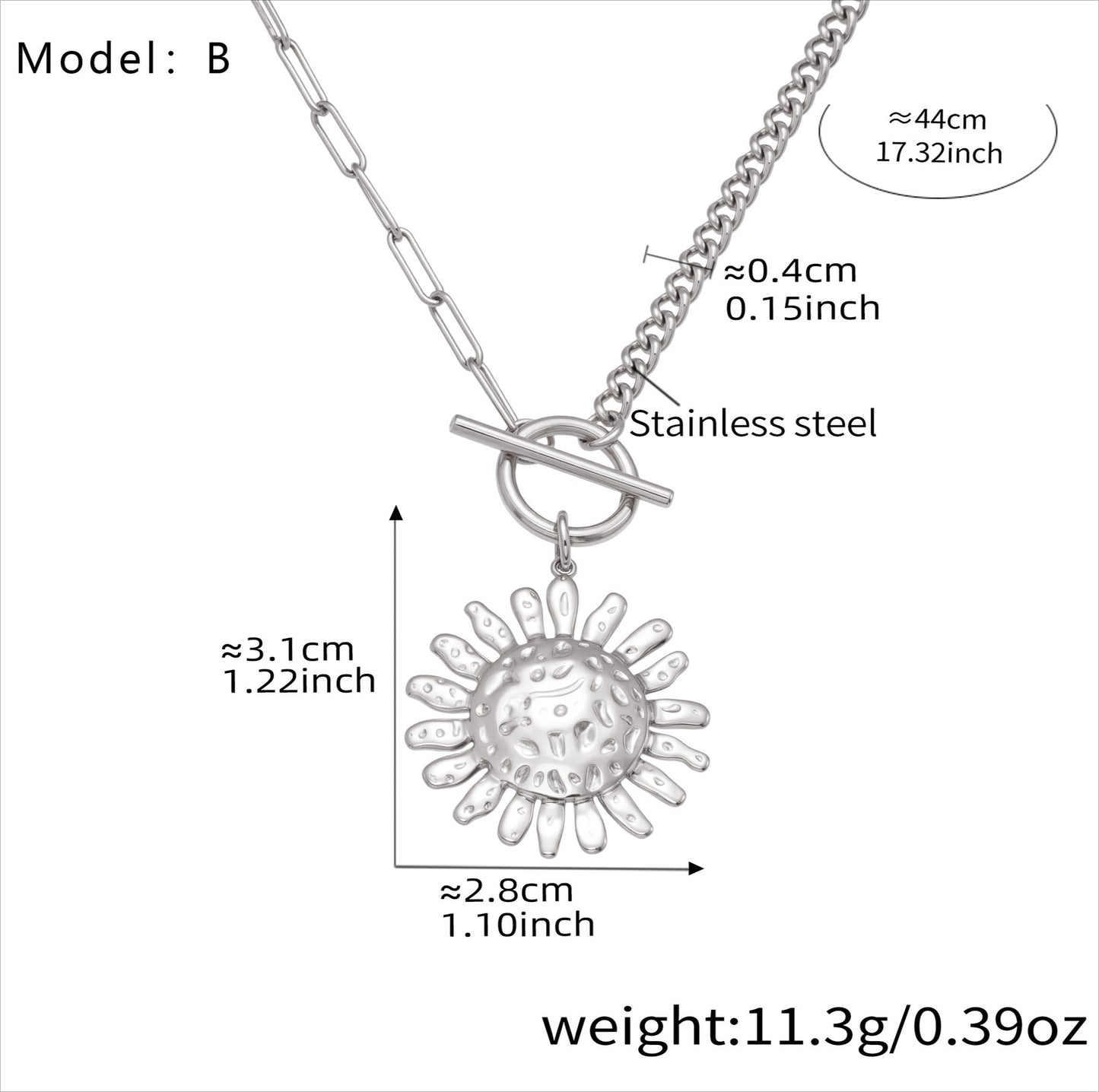 Planderful Genie Sunflower Hammer Necklace Women 18K