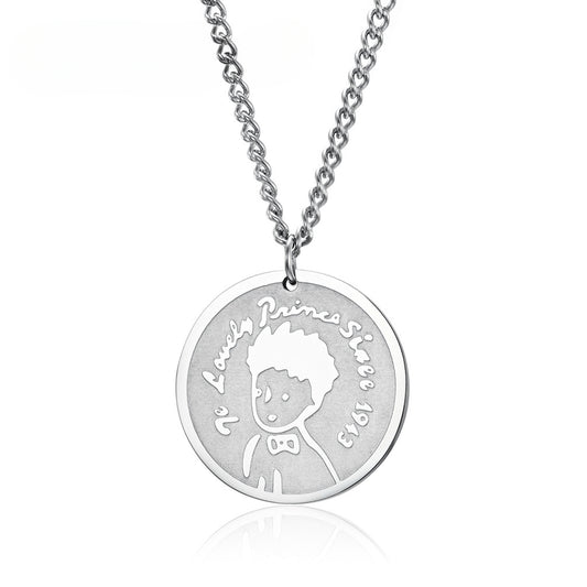 Ins Trendy Hip Hop Little Prince Round Necklace Pendant