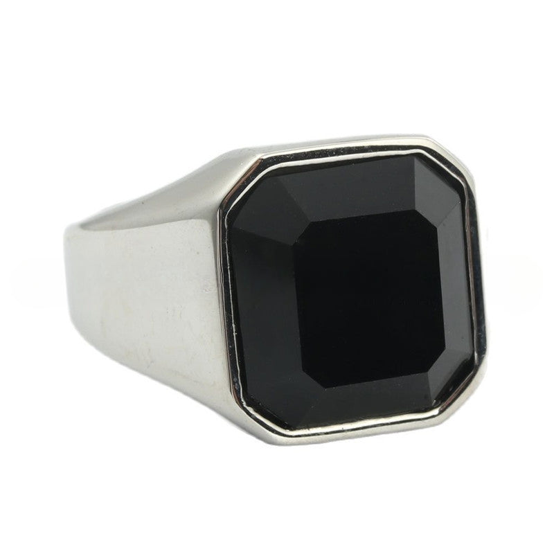 European And American Jewelry Titanium Steel Multi-Color Gemstone Ring