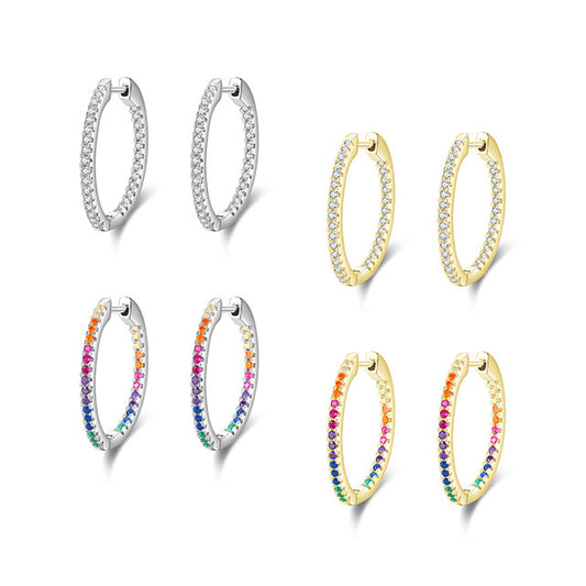 Elegant Rainbow Inlaid S925 Silver Stud Earrings