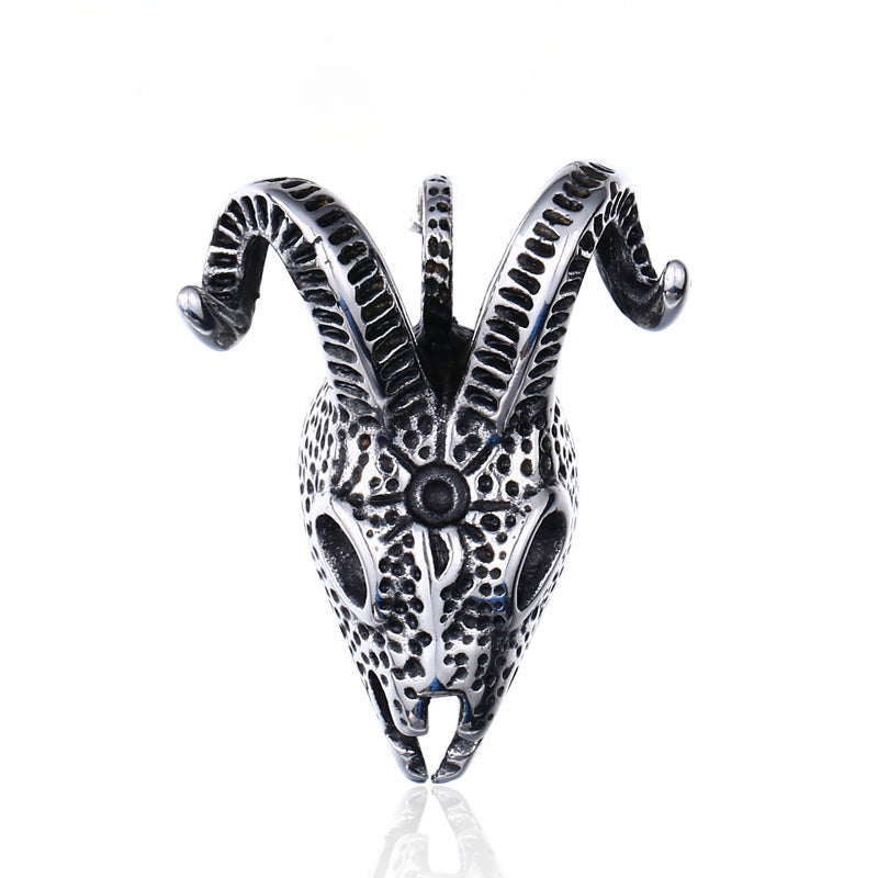 Retro Titanium Steel Antelope Skull Pendant for Men - European and American Design