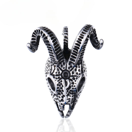 Retro Titanium Steel Antelope Skull Pendant for Men - European and American Design
